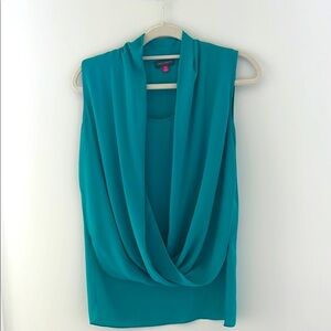 Vince Camuto Blue Sleeveless Draped Blouse size XS